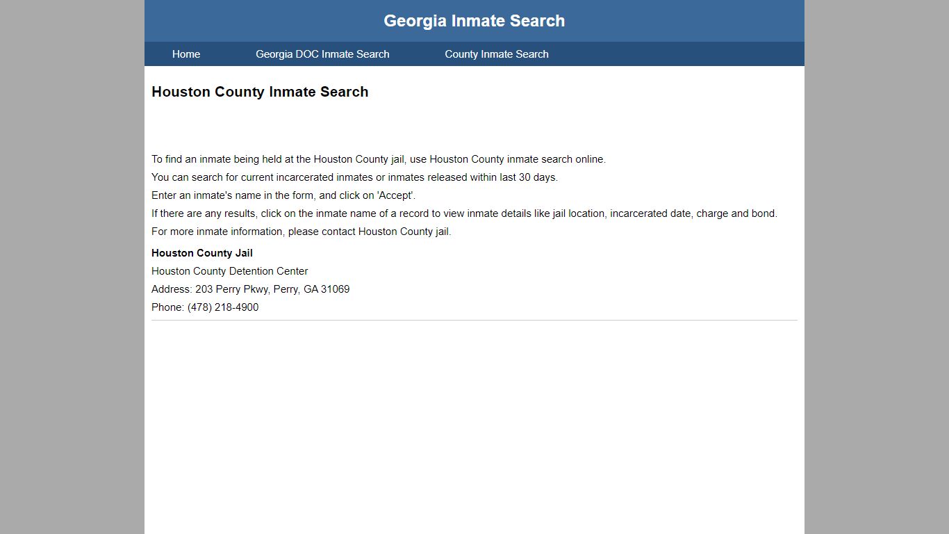 Houston County Jail Inmate Search
